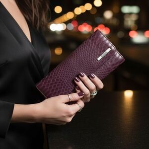 Kenneth Cole Reaction Plum Snake-Embossed Clutch